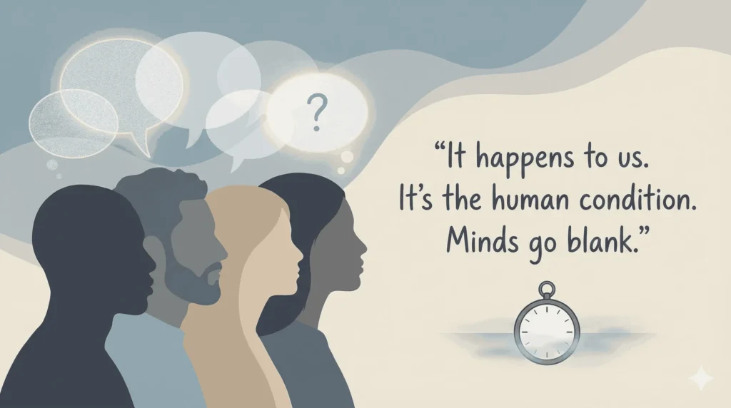 It happens to us. It’s the human condition. Minds go blank