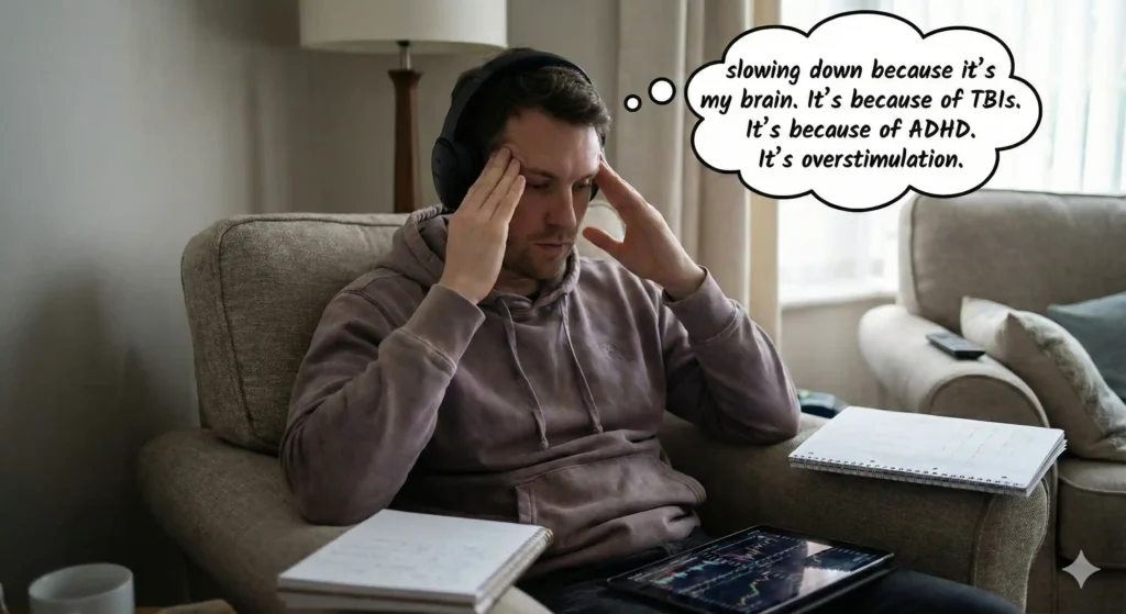 Slowing down because it's my brain. It's because of TBIs. It's because of ADHD. It's overstimulation.