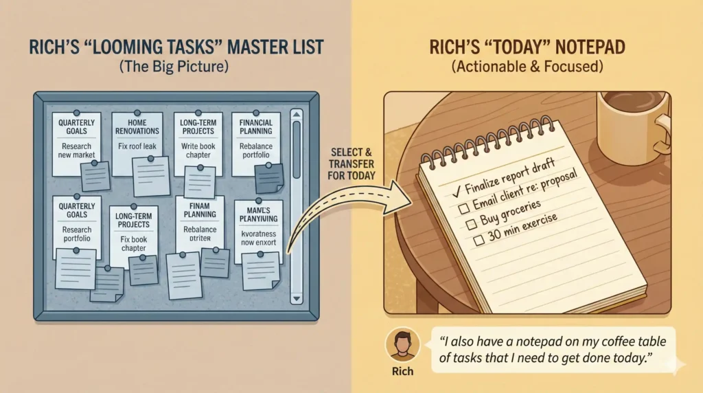 brain dump - keep a list on the coffee table