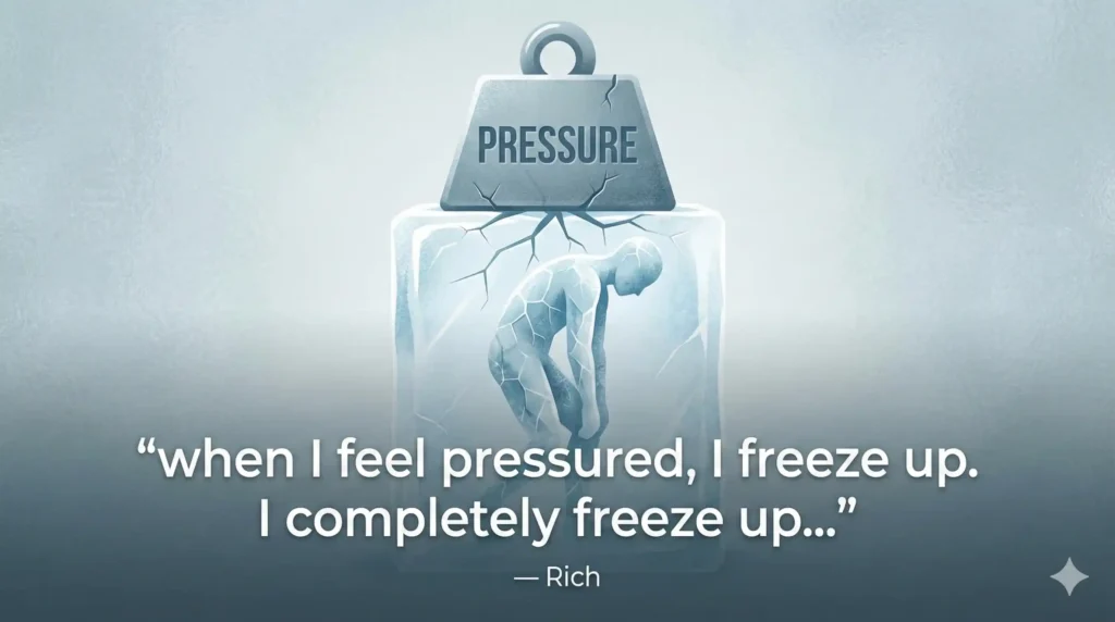 overwhelmed - when I feel pressured, I freeze up, I completelt freeze up!