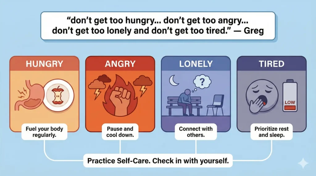 sensory overload, don't get too hungry, angry, lonely or tired.