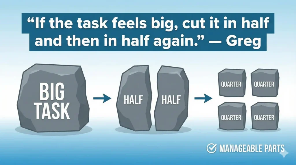 when you feel overwhelmed cut the task in half