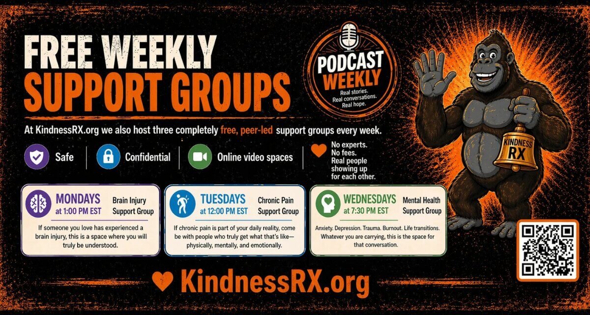KindnessRX – Free online support groups for mental health, chronic pain, and brain injury